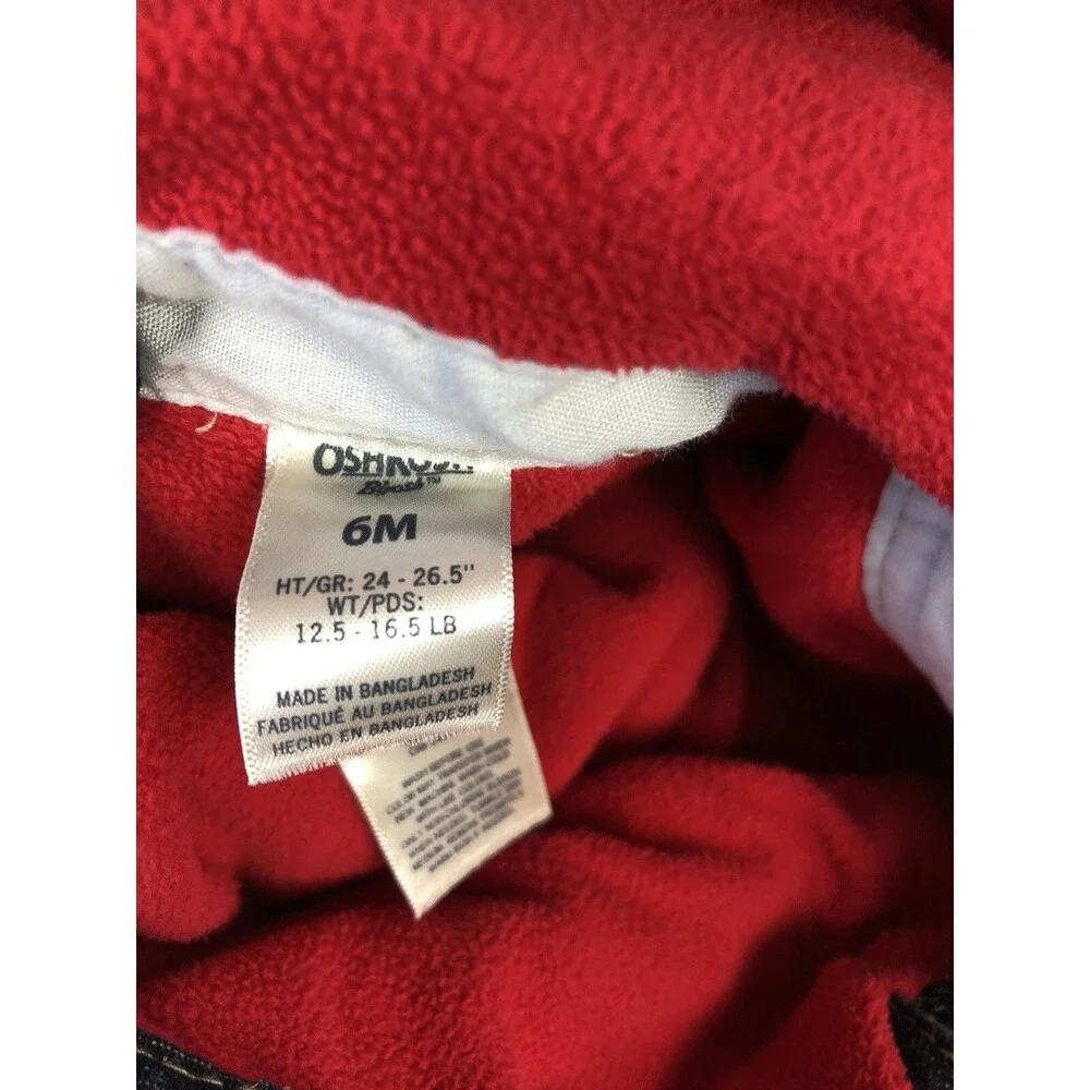 Boys 6 Months Denim Winter Bibs Oshkosh B'gosh Overalls Fleece Lined